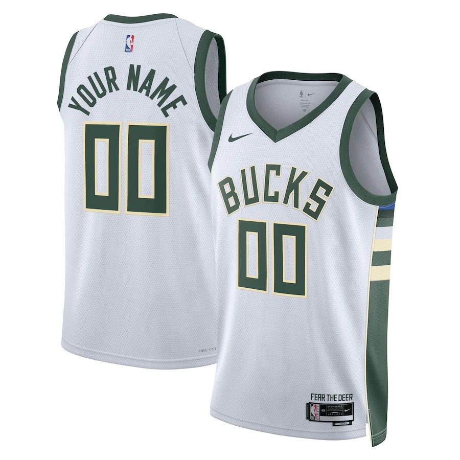 Men Milwaukee Bucks Nike White Association Edition 2022-23 Swingman Custom NBA Jersey
